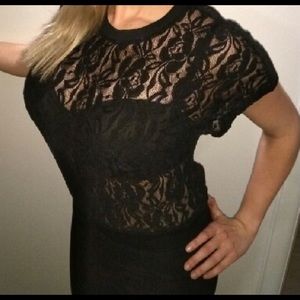 • 3/$15 • Black sheer lace top - perfect for going out!